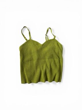 A New Day Green Ribbed Knit Cami Top